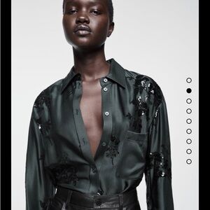 Zara Elegant Black Sequin Women's Top